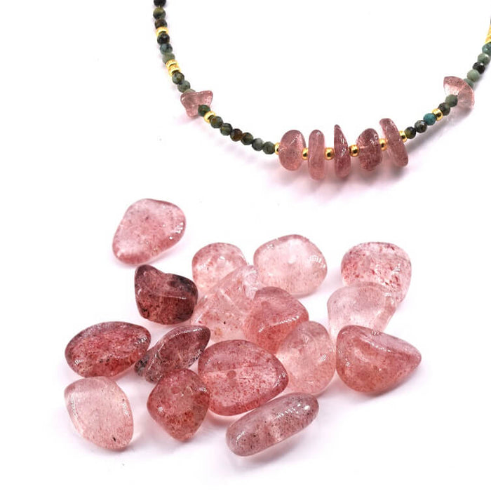 Heishi Beads slice Polished Strawberry Quartz 13x9mm (10)