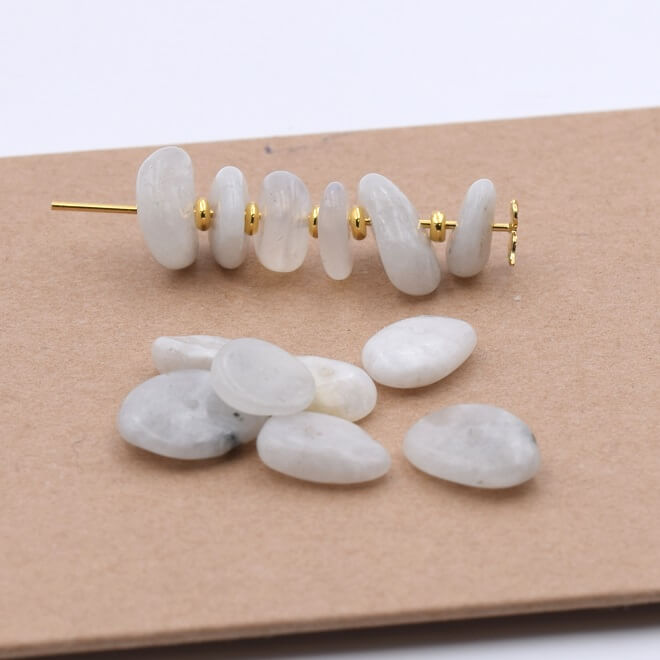 Heishi Beads slice Polished Moonstone 14x9mm (10)