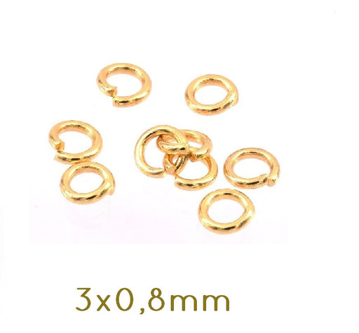 Jump Rings 925 Silver  gold plated 1 micron - 3x0.8mm (10)