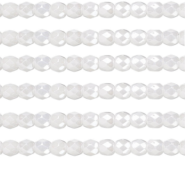 Perles facettes de bohème opaque white 4mm (100)