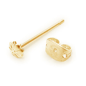 Bead stud earring daisy setting metal gold plated (2)