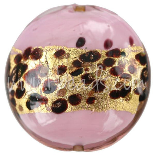 Buy Murano bead lentil pink leopard 30mm (1)
