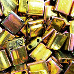 Cc462 - Miyuki tila beads met gold iris 5mm (25 beads)