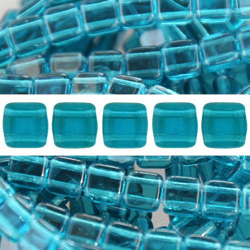 2 holes CzechMates tile bead Teal 6mm (50)