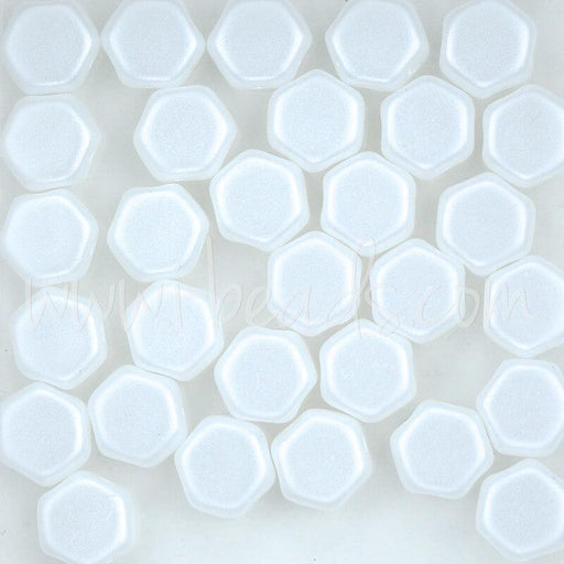 Honeycomb beads 6mm pastel white (30)