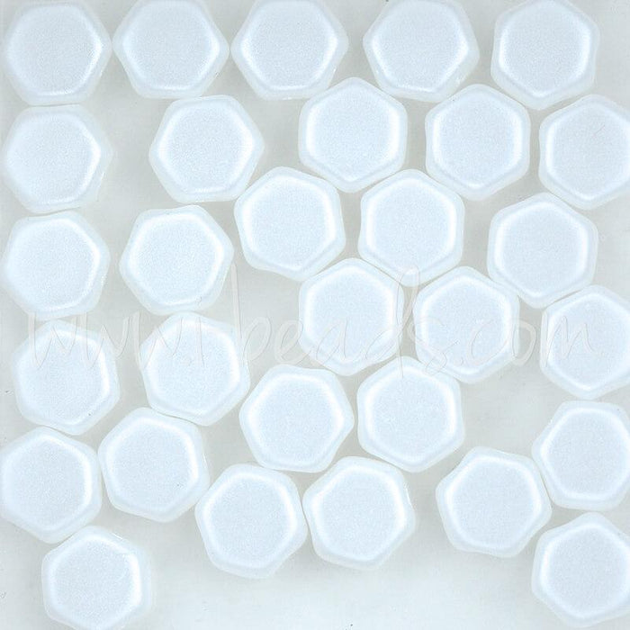 Honeycomb beads 6mm pastel white (30)