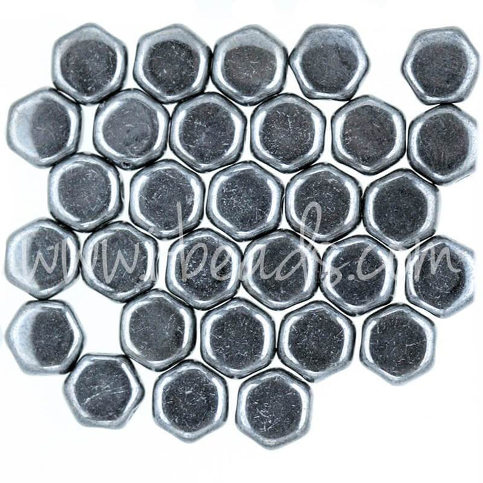 Honeycomb beads 6mm hematite (30)