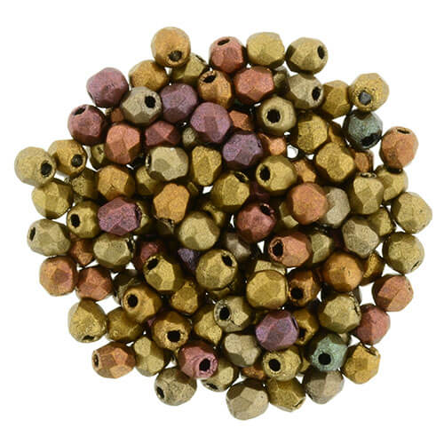 Czech fire-polished beads Matte-metallic Bronze iris 2mm (30)