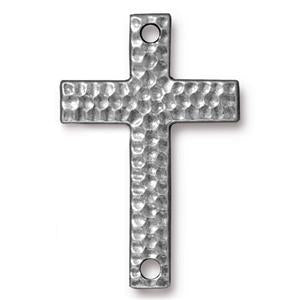 Hammertone cross link silver plated 25x40mm (1)