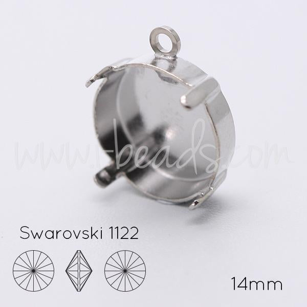 Pendant setting for Swarovski 1122 rivoli 14mm silver plated (1)