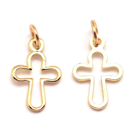 Buy Gold Plated 18k Brass Charms, Cross-12x8mm (1)