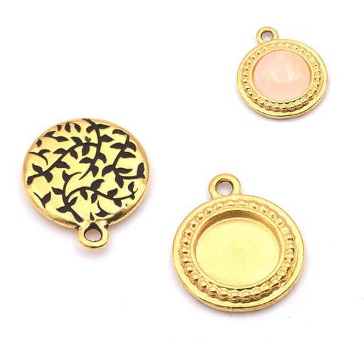Buy Charm pendant frame for cabochon 12mm gold (1)