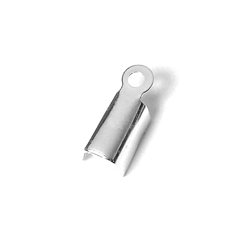 Cord ends fold over metal silver finish 1.5x5mm (10)