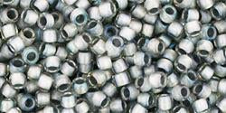 cc261 - toho takumi lh round beads 11/0 inside-color rainbow crystal/gray lined (10g)