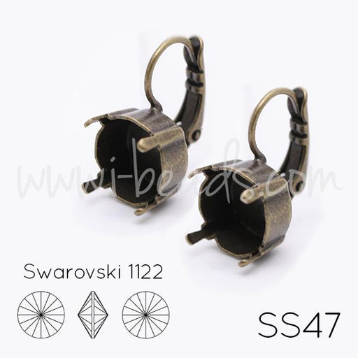 Earring setting for Swarovski 1122 rivoli SS47 brass (2)