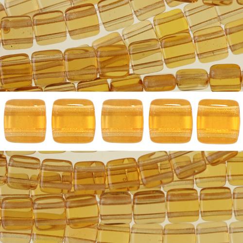 Buy 2 holes CzechMates tile bead topaz 6mm (50)