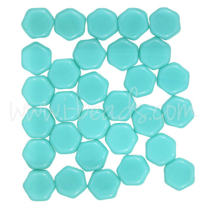 Honeycomb beads 6mm green turquoise opaque (30)