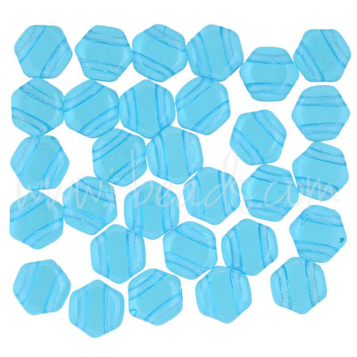 Honeycomb beads 6mm aqua transparent (30)