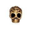 Skull and rose bead horizontal large hole metal antique gold plated 10mm (1)