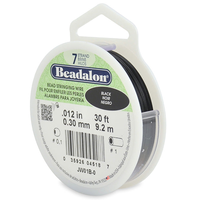 Beadalon bead stringing wire 7 strands black 0.30mm, 9.2m (1)