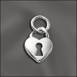 Sterling silver plated heart charm with keyhole 10mm (1)