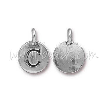 Letter charm C antique silver plated 11mm (1)