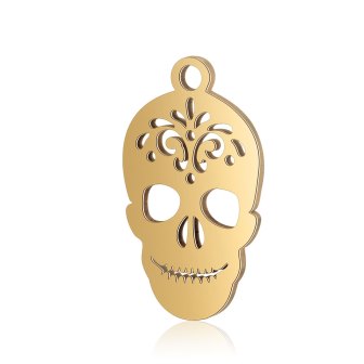 Buy Medal Charm Pendant Skull Stainless Steel GOLD 18x10.4x1mm (1)