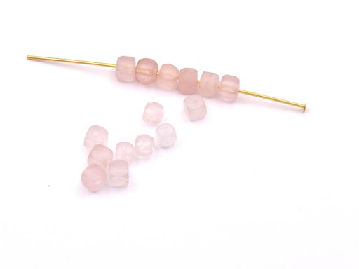 Buy Cube facetted beads Rose Quartz 4mm hole: 0.6mm (10)