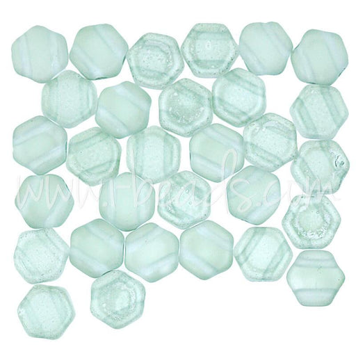 Honeycomb beads 6mm matte light green luster (30)