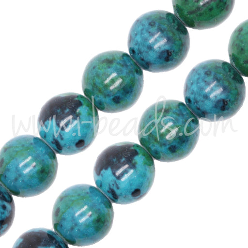 Buy Azurite Chrysocolla round beads 10mm strand (1)