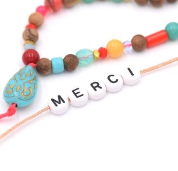 Word MERCI -5 letter beads 7mm (1 word)