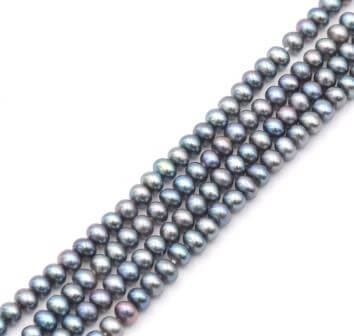 Buy Freshwater pearls POTATOE rainbow grey 3.5mm (1 strand)