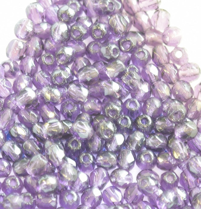 Czech fire-polished beads tanzanite 3mm (50)