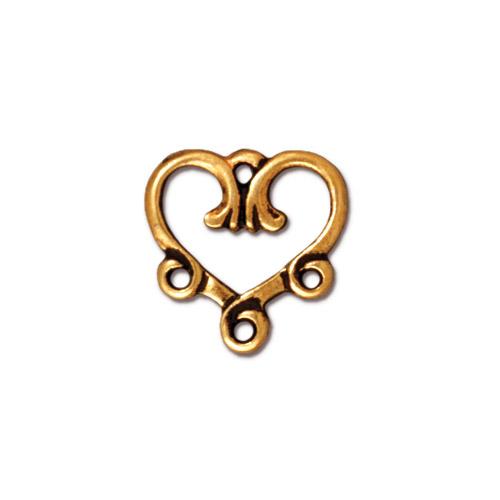 Vine heart link metal antique gold plated 13mm (1)