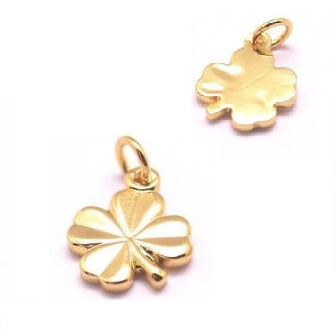 Charm, pendant Four Leaf Clover gold Plated 18K 11x8mm (1)