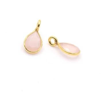 pink quartz Small vermeil set pendant 10x7mm (1)