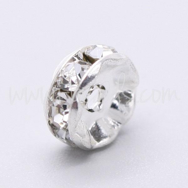 Rhinestone rondelle crystal on metal silver finish 8mm (2)