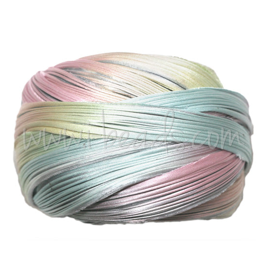 Shibori silk ribbon silver lining borealis (10cm)