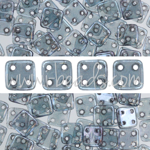 4 holes CzechMates QuadraTile 6mm Luster Transparent Amethyst (10g)