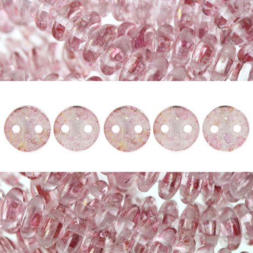 2 holes CzechMates lentil luster transparent topaz pink 6mm (50)