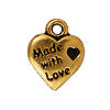 Made with love heart charm metal antique gold plated 12.4mm (1)