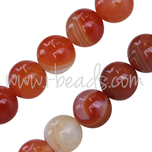 Stripe Agate Orange Round beads 8mm strand (1)