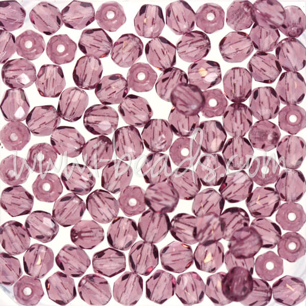 Czech fire-polished beads amethyst 4mm (100)