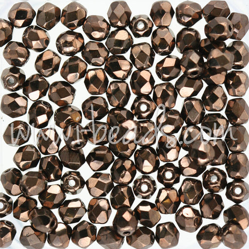Czech fire-polished beads dark bronze 4mm (100)