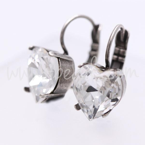 Earring setting for Swarovski heart 4831 11mm antique silver plated (2)