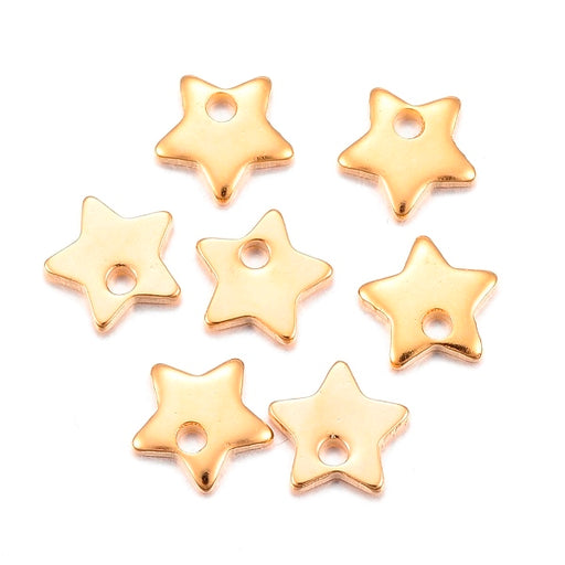 Buy Stainless Steel charm, little tiny stars, Golden, 6mm (5)