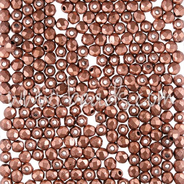 Czech fire-polished beads matte camel gold 2mm (50)