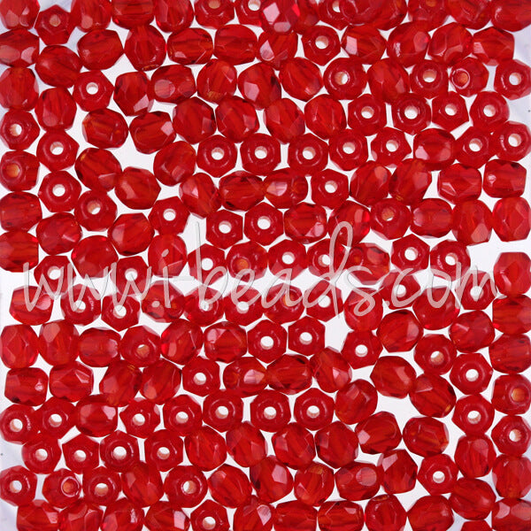 Czech fire-polished beads siam ruby 3mm (50)