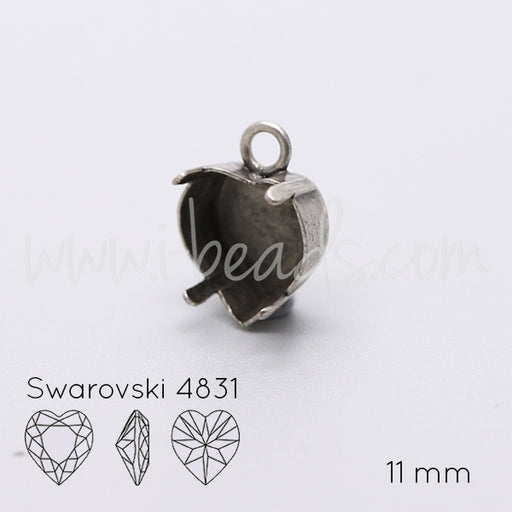 Buy Pendant setting for Swarovski 4831 heart 11mm antique silver plated (1)