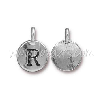 Buy Letter charm R antique silver plated 11mm (1)